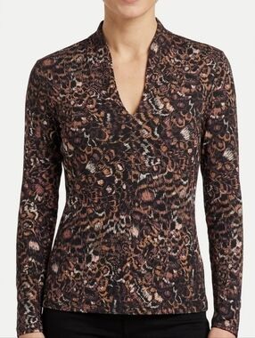 Scotch & Soda Amsterdam Feather Print V-Neck Top Size XS NWT